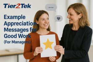 Two professional women smiling in an office setting as one holds a paper with a gold star, symbolizing recognition for good work.
