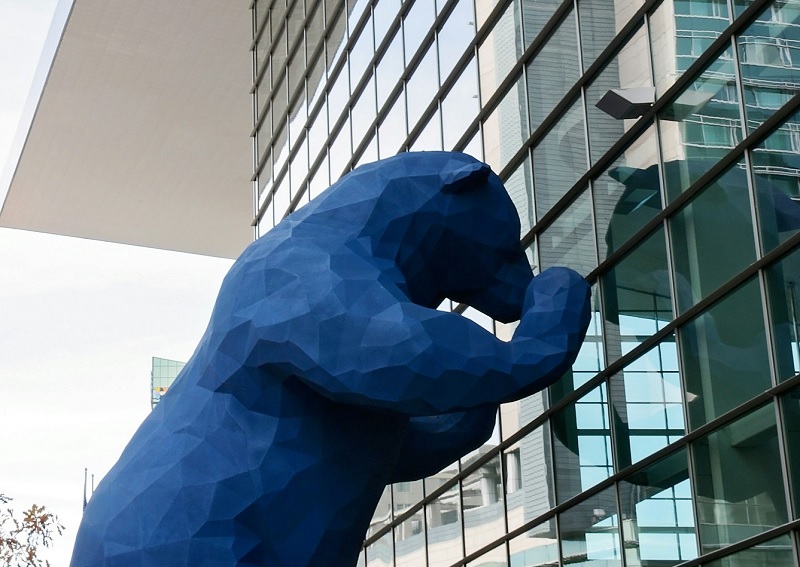 IT Staffing in Denver – Tier2Tek Denver Big Blue Bear looking into the Denver convention center 