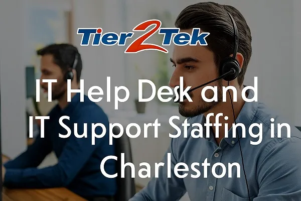 IT support professionals working at help desk with headsets, representing Tier2Tek Staffing’s services in Charleston