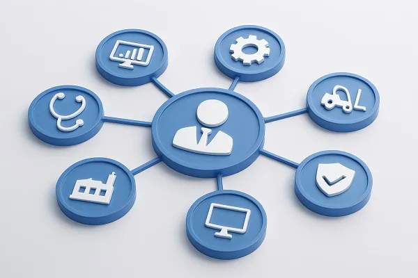 3D illustration of professional connections network, created by Tier2Tek Staffing.