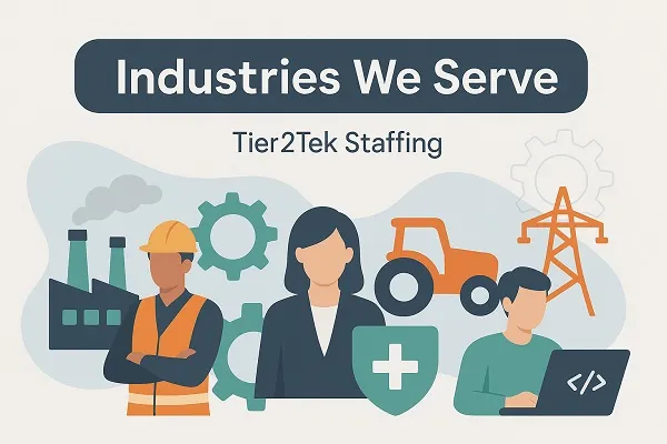Modern network-style illustration connecting professional services, created by Tier2Tek Staffing.