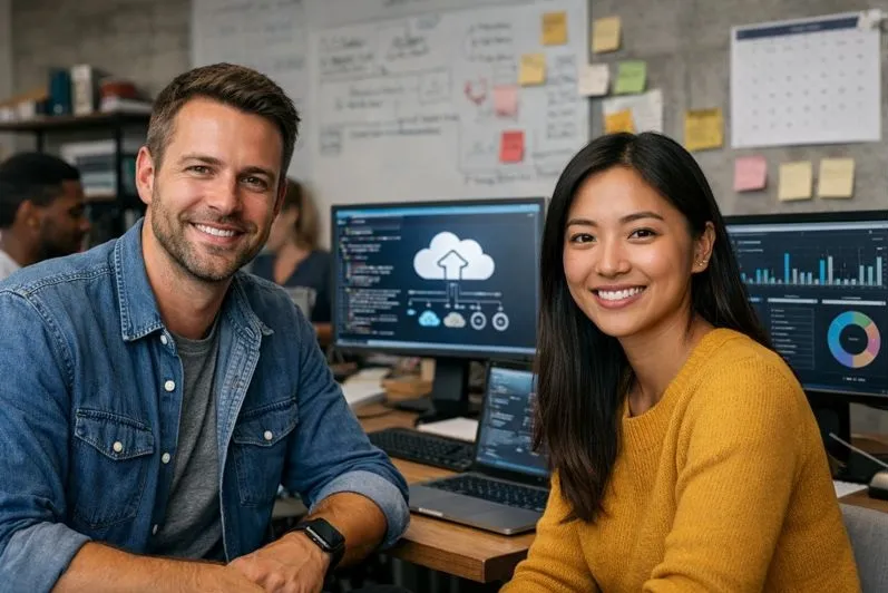 IT professionals collaborating in a modern technology office representing what IT hires expect in 2026