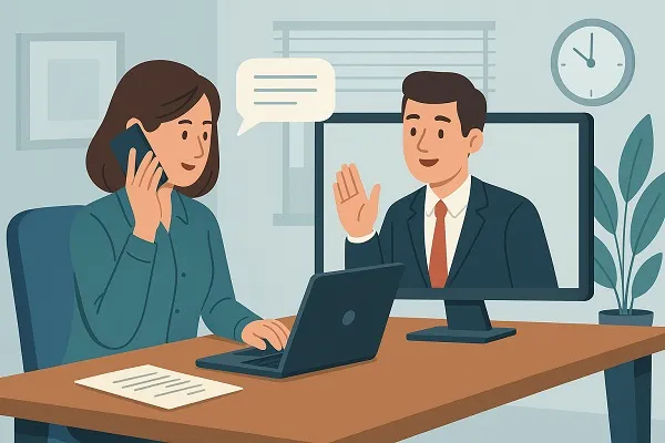 HR professionals communicating through phone and video call to ensure responsiveness in hiring.