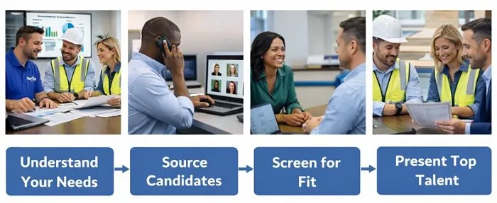 Environmental Engineer recruitment process showing direct hire steps from sourcing to candidate presentation