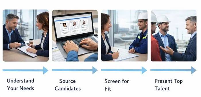 Petroleum engineer recruitment process showing Tier2Tek direct hire hiring steps