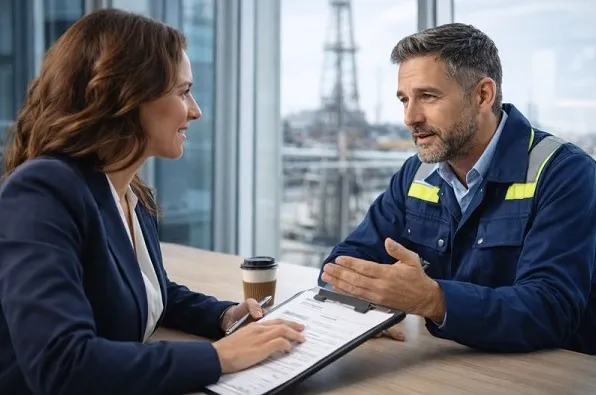 Recruiter consulting with engineering manager on petroleum engineer direct hire recruitment