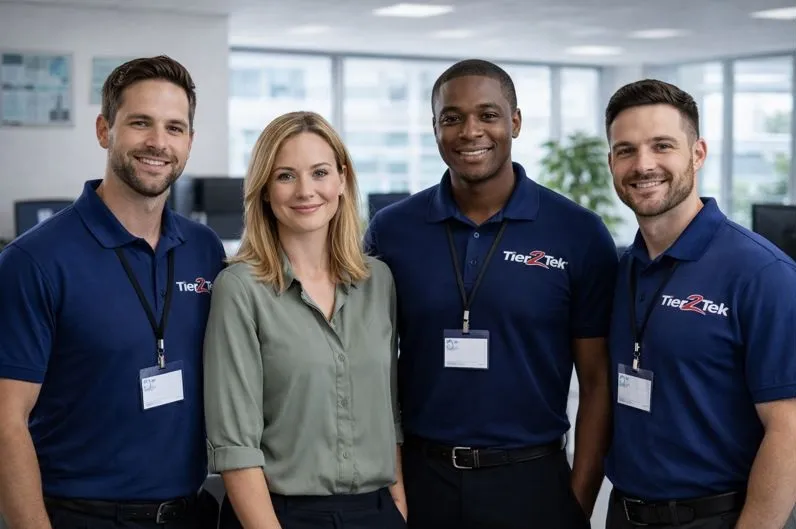Tier2Tek Staffing recruitment team in a professional office environment