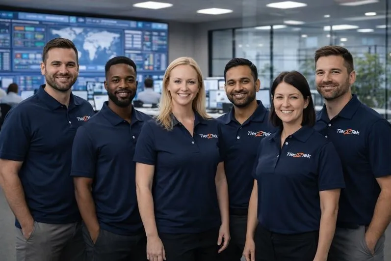 Tier2Tek Staffing recruiters supporting NOC and IT hiring in a professional office setting