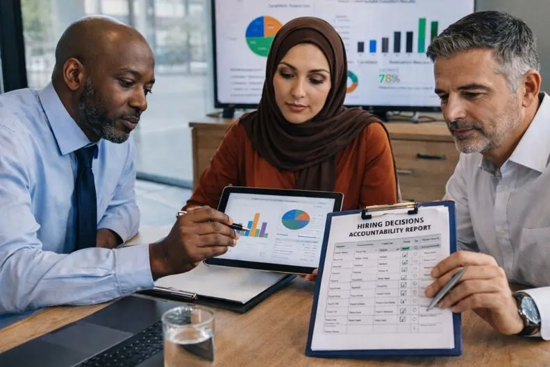 Hiring accountability review using data and documented decisions as part of Tier2tek Staffing’s fair hiring process.