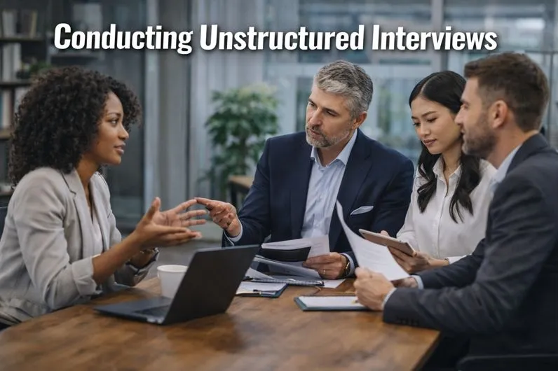 Unstructured job interview with hiring managers asking inconsistent questions during a corporate candidate interview