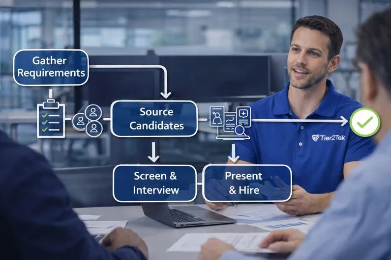 Database administrator hiring workflow from requirements to direct hire placement
