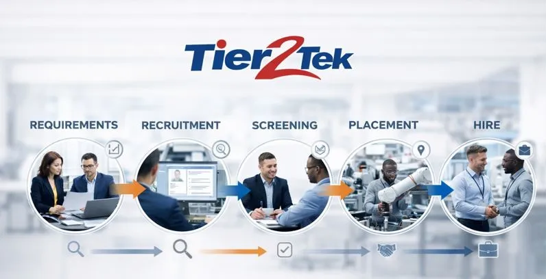 Robotics engineer staffing workflow from requirements to direct hire placement by Tier2Tek