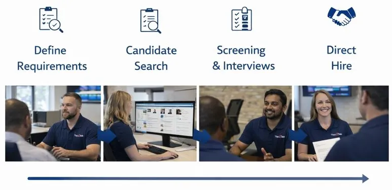ServiceNow staffing workflow from requirements to direct hire by Tier2Tek Staffing