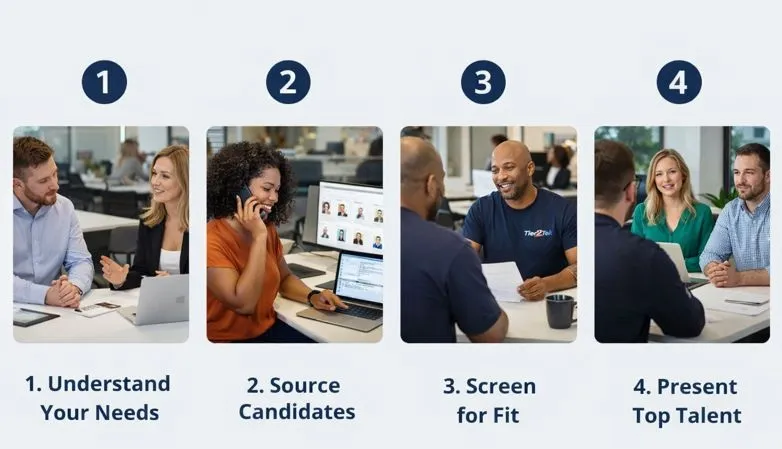 Machine learning recruitment process showing Tier2Tek direct hire sourcing and candidate screening