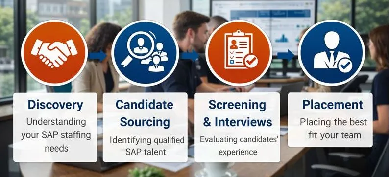 SAP recruitment process showing how Tier2Tek sources, screens, and places direct hire SAP professionals