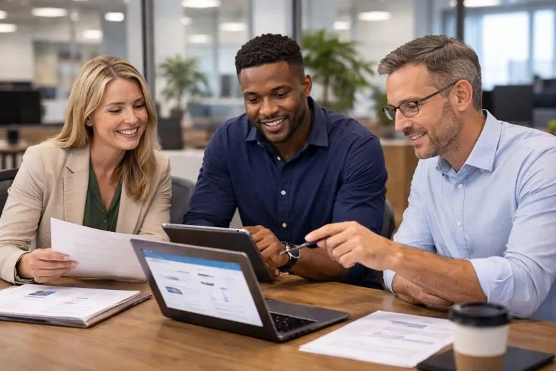 SharePoint staffing professionals collaborating on enterprise hiring decisions