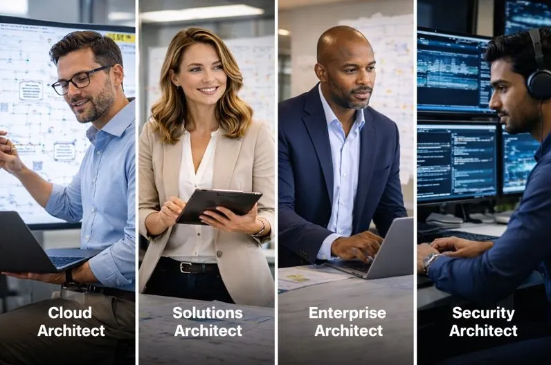 Cloud architect, solutions architect, enterprise architect, and security architect roles supported by Tier2Tek Staffing