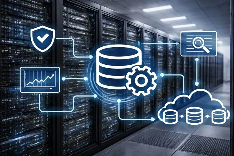 Enterprise data center supporting database administrator operations and data infrastructure