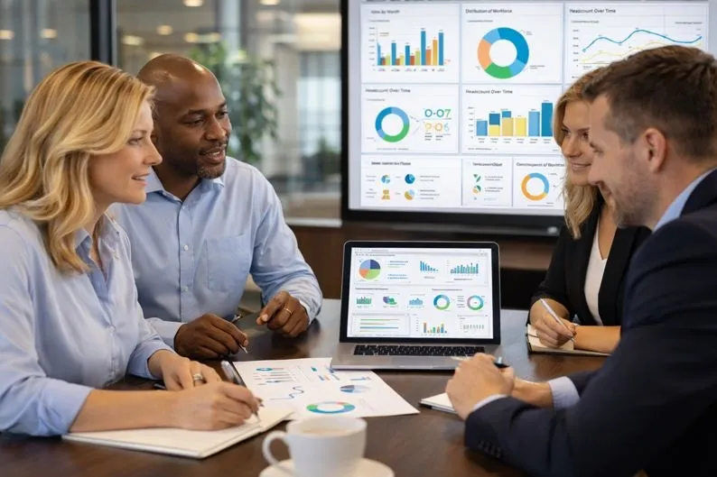 HR leaders reviewing Workday analytics and workforce data