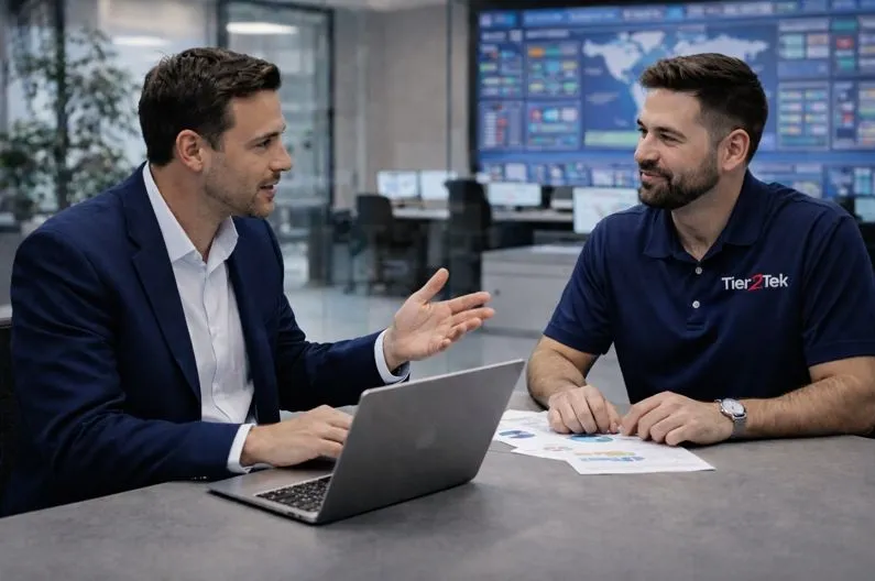 Tier2Tek recruiter meeting with employer to discuss NOC staffing needs