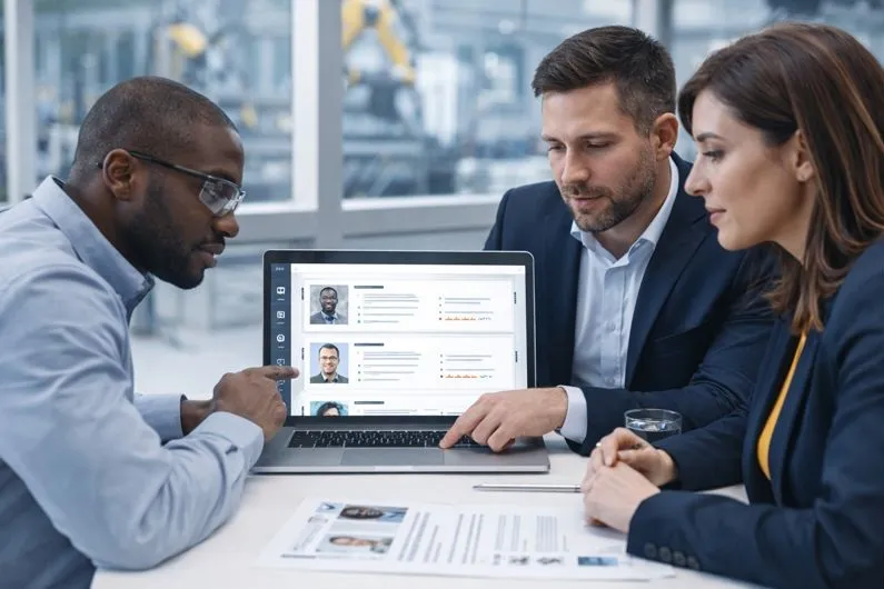 Engineering leaders reviewing robotics engineer candidates with Tier2Tek staffing team