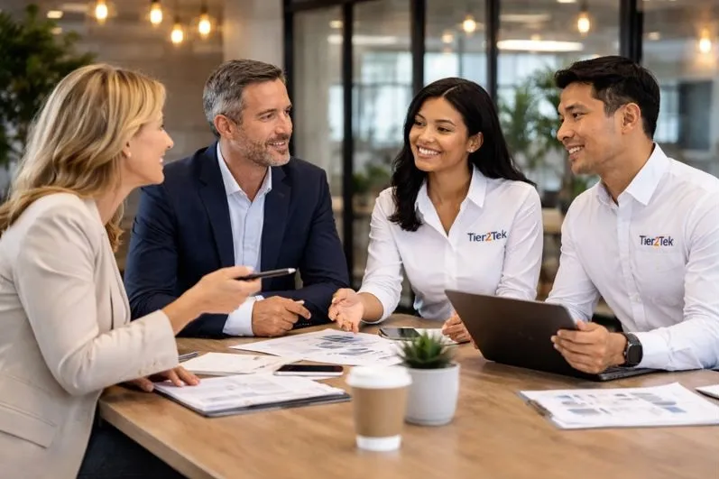 Tier2Tek recruiters consulting with executive leaders on change management hiring.