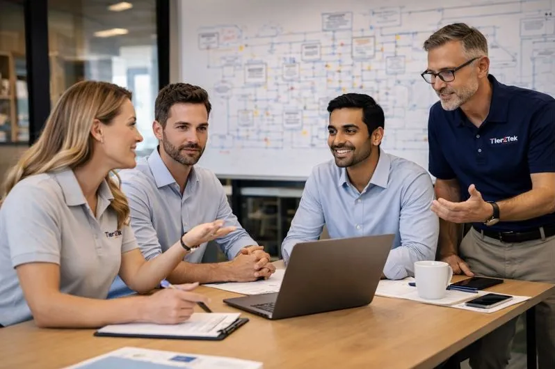 Tier2Tek recruiters collaborating with hiring managers on IT architect direct hire recruitment