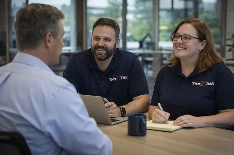 Tier2Tek Staffing recruiters collaborating with hiring managers on instructional designer direct hire recruitment