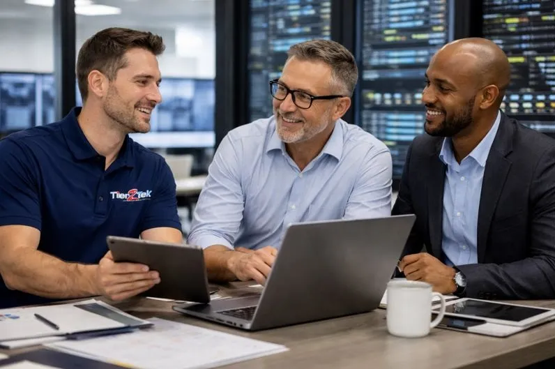 Tier2Tek recruiter collaborating with IT leadership on network engineer hiring strategy