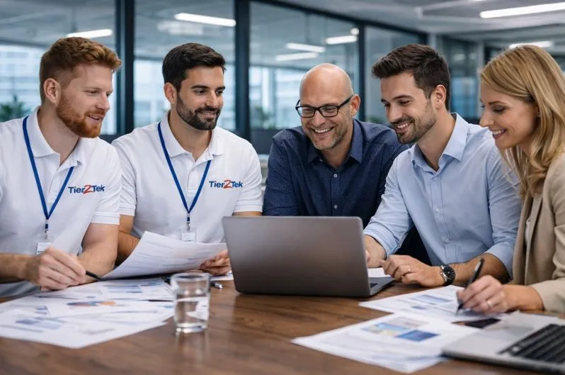 Tier2Tek recruiters collaborating with IT hiring managers on systems administrator recruitment