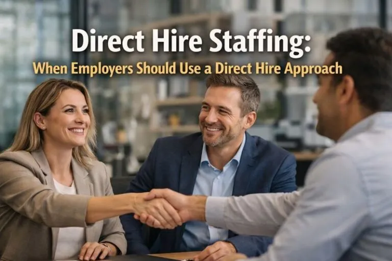 Direct hire staffing meeting with employers and candidates finalizing a permanent hire at Tier2Tek Staffing