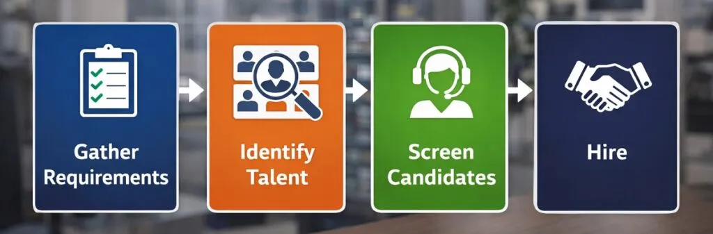 Telecom recruitment process from requirements to hire by Tier2Tek Staffing