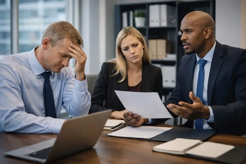 Employer meeting addressing hiring challenges and reducing employee turnover through direct hire staffing at Tier2Tek Staffing