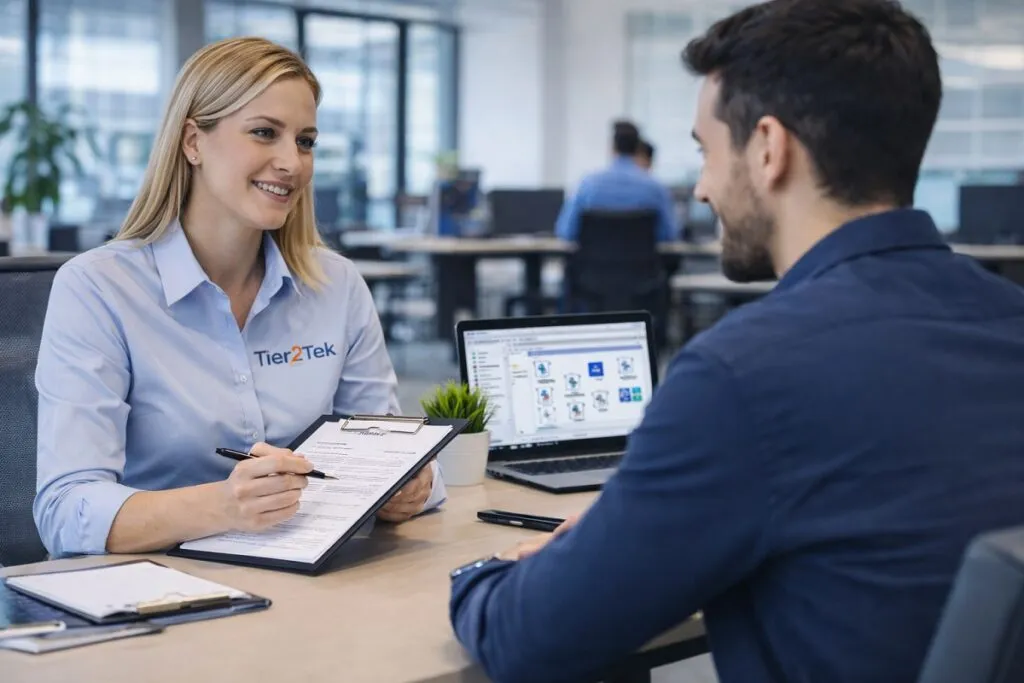 Recruiter interviewing Mulesoft Engineer with Anypoint Platform on screen