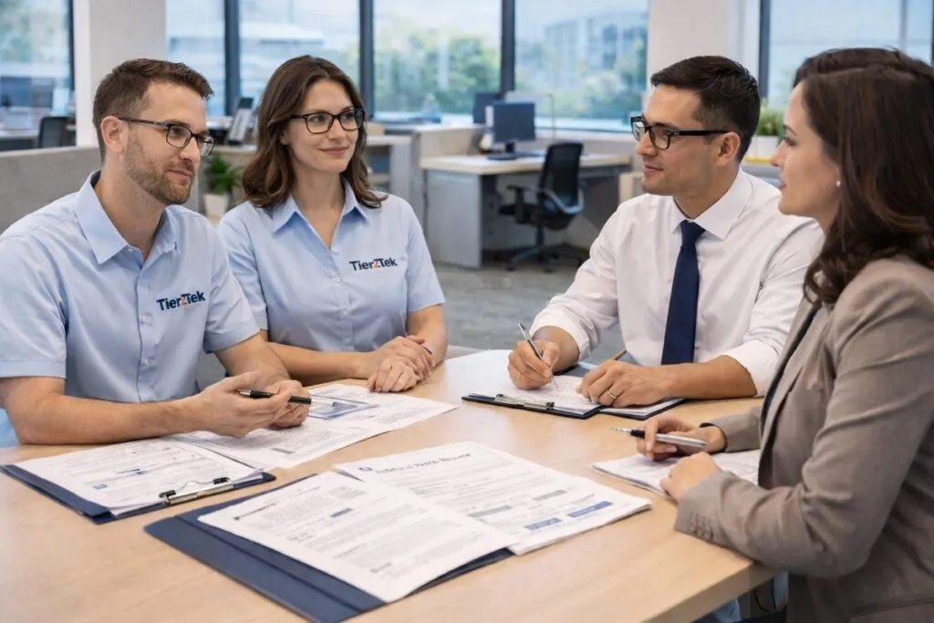 Tier2Tek recruiters meeting with hiring managers about technical writer staffing