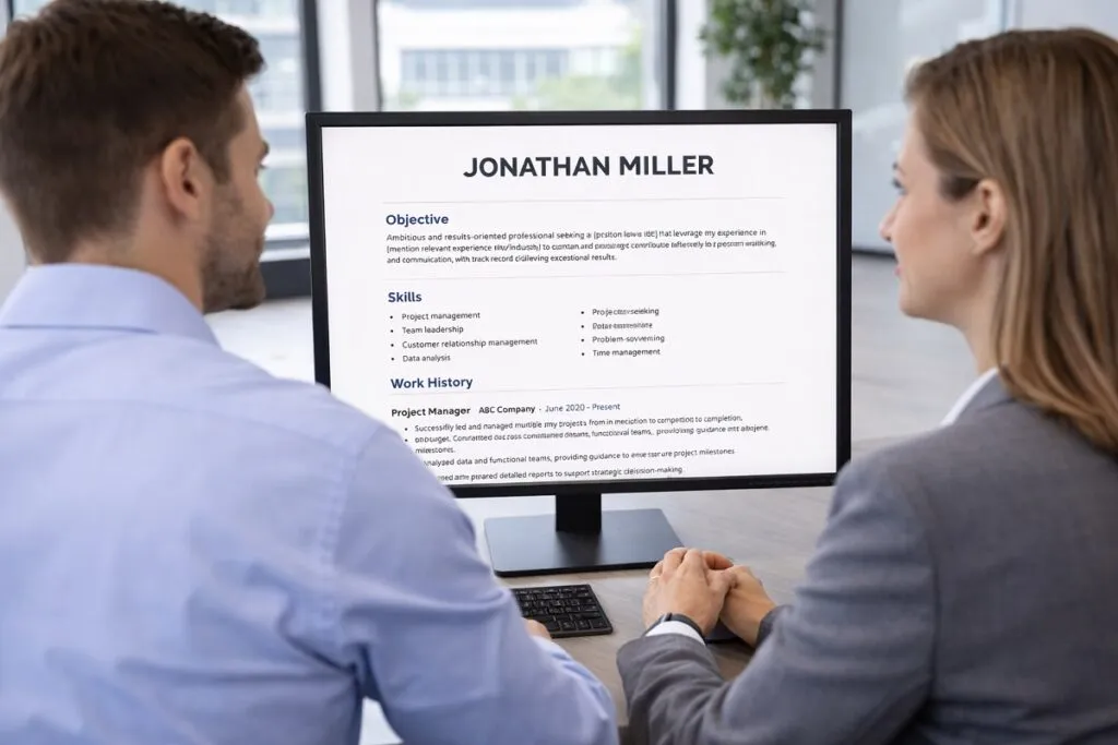 Tier2Tek recruiter reviewing candidate resume with hiring manager on computer