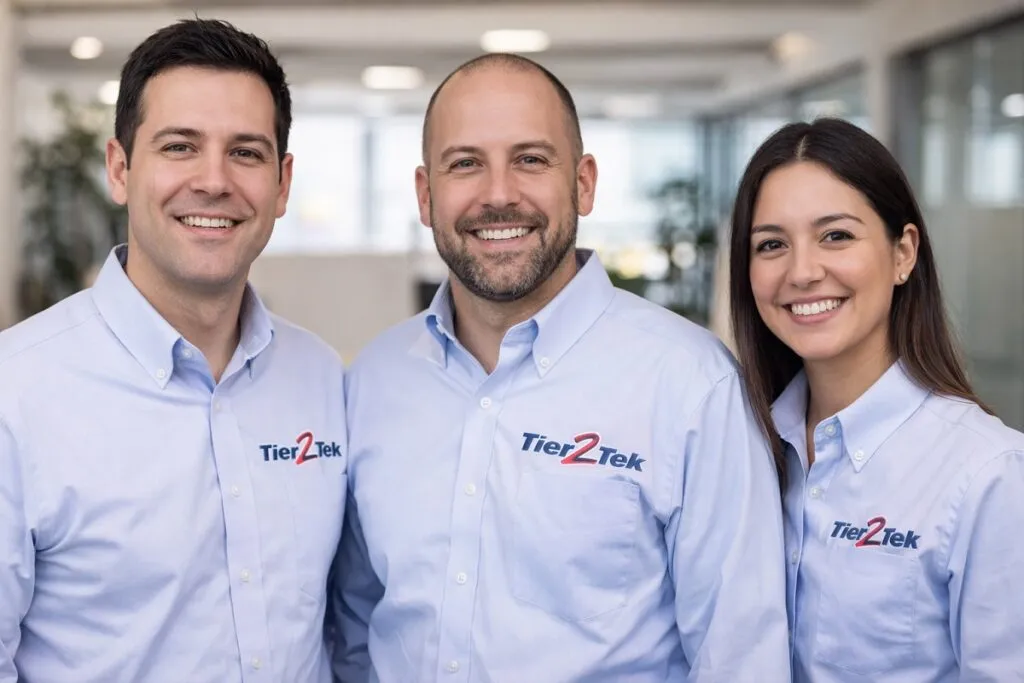 Tier2tek recruitment team in branded business casual shirts