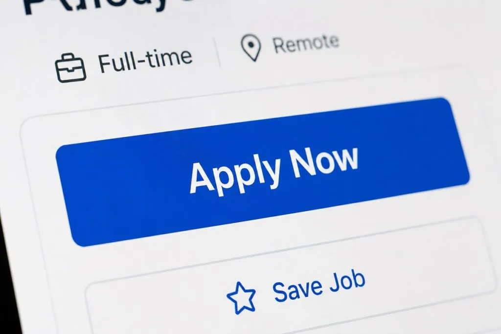 Apply Now button on mobile friendly job application page for online hiring.