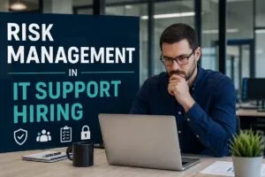 Risk management in IT support hiring professional reviewing secure IT staffing decisions