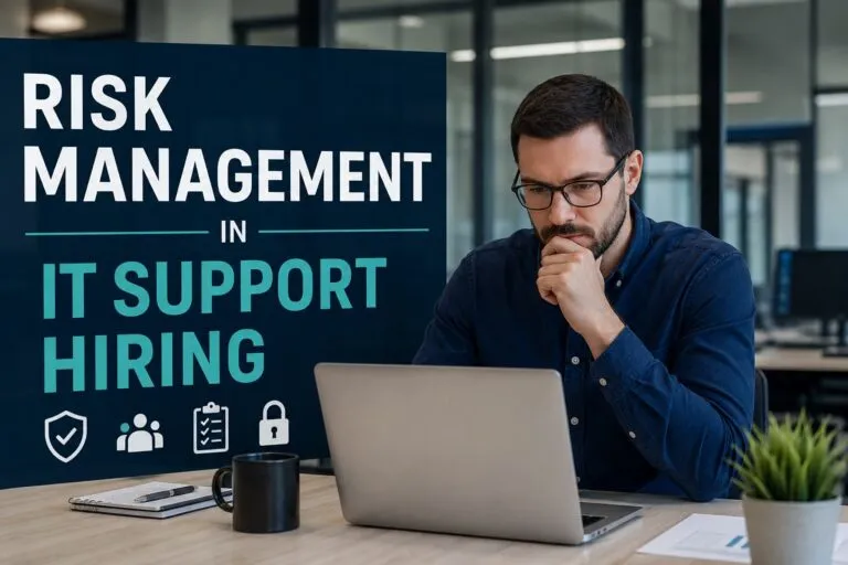 Risk management in IT support hiring professional reviewing secure IT staffing decisions