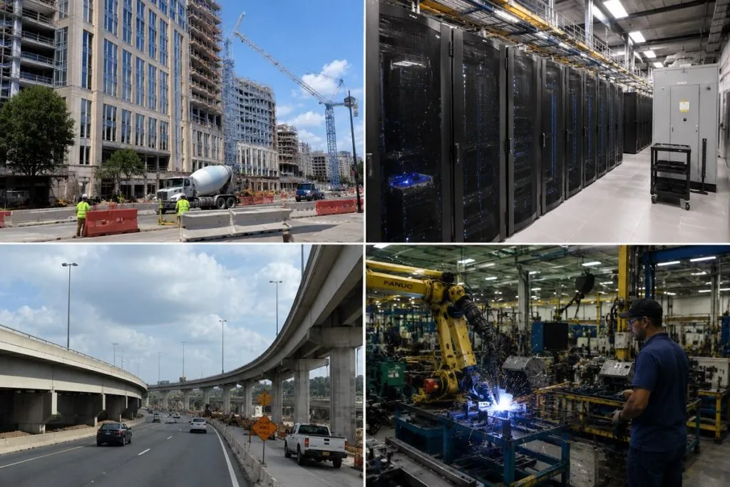 Federal construction, data center operations, civil infrastructure development, and advanced manufacturing projects driving demand for CAD professionals in the Washington, D.C. region.