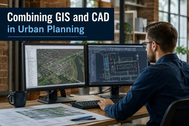 Combining GIS and CAD in urban planning through spatial analysis and technical design integration.
