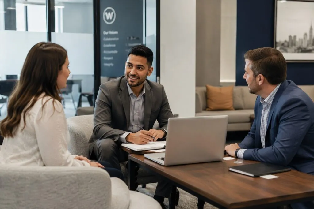 Tier2Tek Staffing senior recruiter consulting with company leaders to discuss hiring needs, recruitment strategy, and talent acquisition.