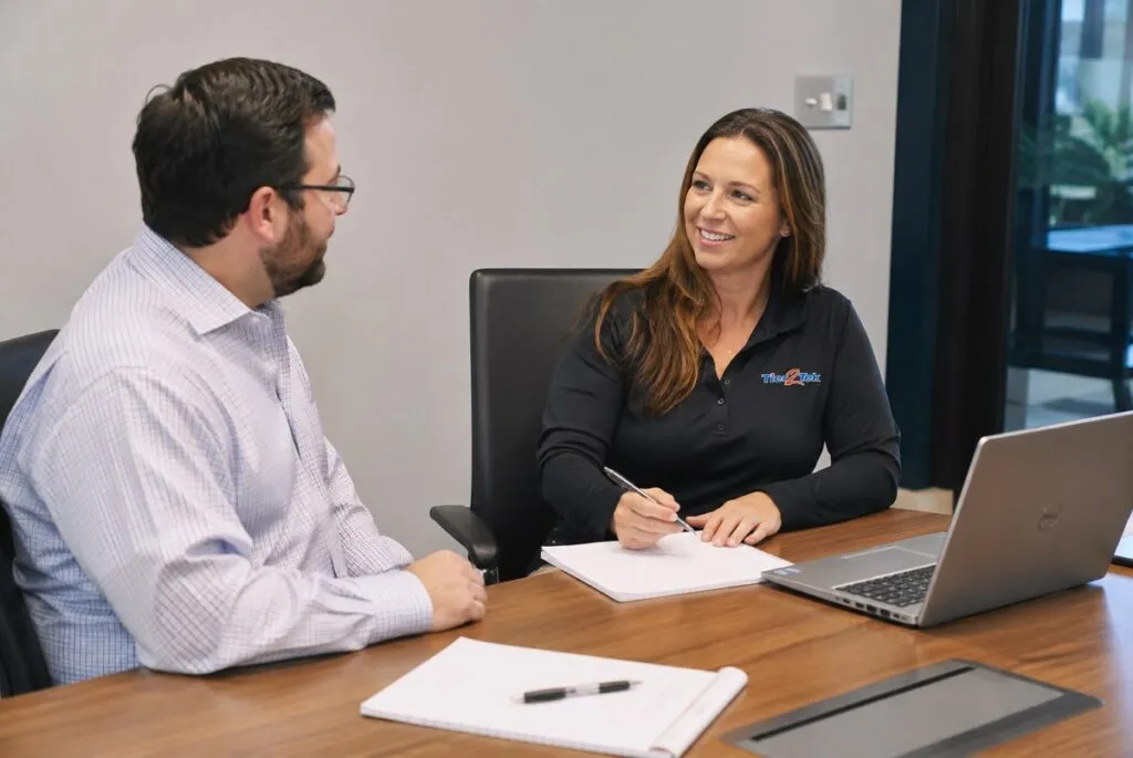 Tier2Tek senior recruiter meeting with a hiring manager to discuss staffing needs, candidate requirements, and technical recruiting solutions.