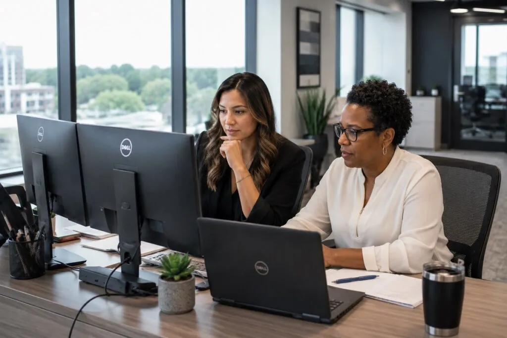 HR leaders reviewing BIM candidate resumes and evaluating qualifications to identify the best-fit talent for specialized hiring needs.