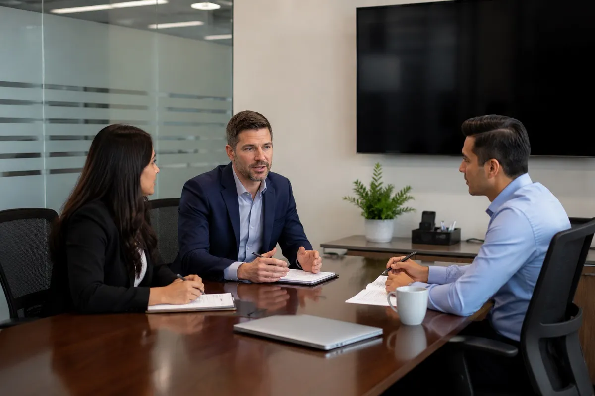 Tier2Tek senior recruiter meeting with HR leaders and hiring managers to discuss staffing needs, workforce planning, and talent acquisition strategies.