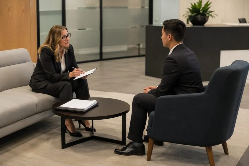 Tier2Tek recruiter interviewing a qualified candidate and evaluating professional experience.
