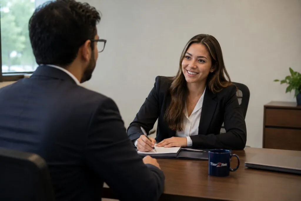 Tier2Tek recruiter interviewing a qualified candidate to evaluate experience, skills, and job fit.