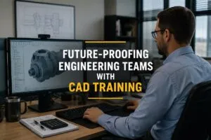 CAD professional using engineering design software for CAD training and technical skill development.